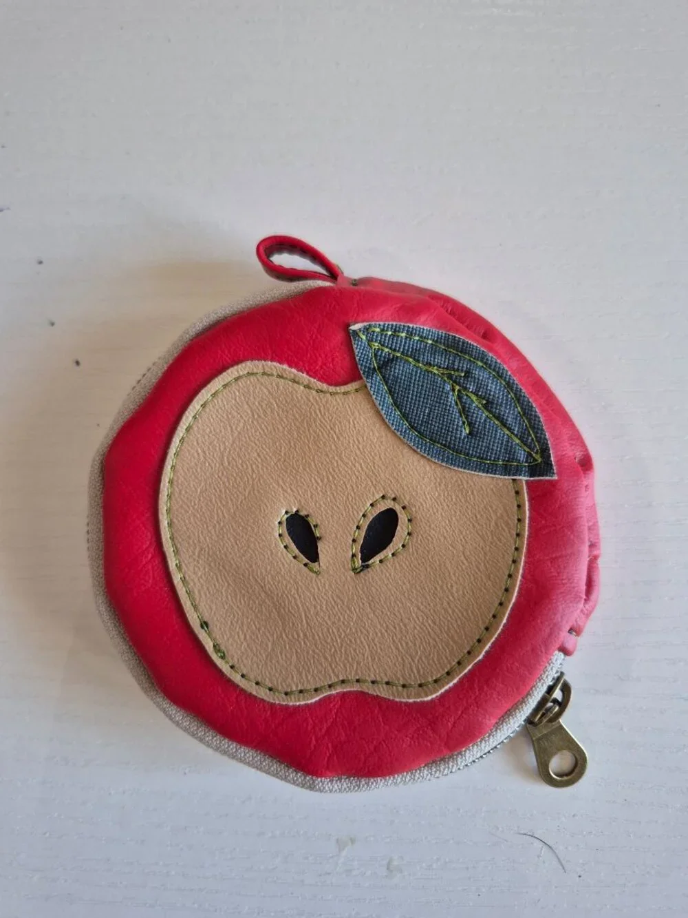 Apple Craft Red Leather Apple Coin Wallet